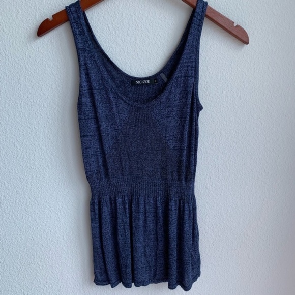 NIC+ZOE Navy Silk Mix Tank SP - Picture 1 of 5
